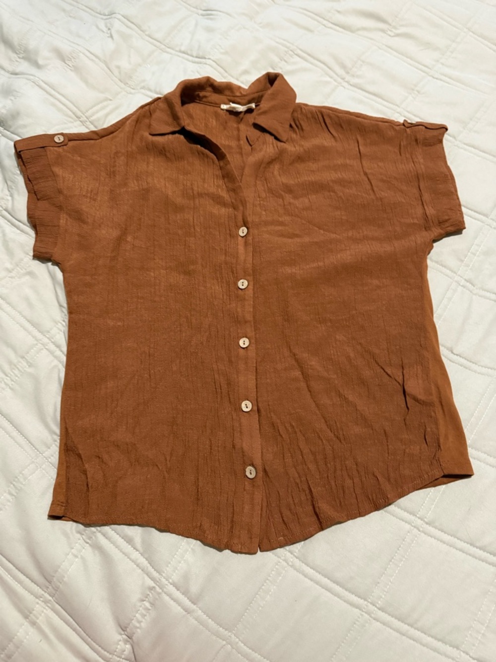 Relaxed Button-Front Women's Shirt in Rust
